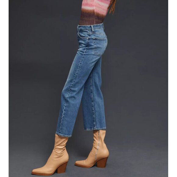 Edwin Marli High-Rise Crop Jeans Paloma Denim Medium Blue 24 - Picture 3 of 14